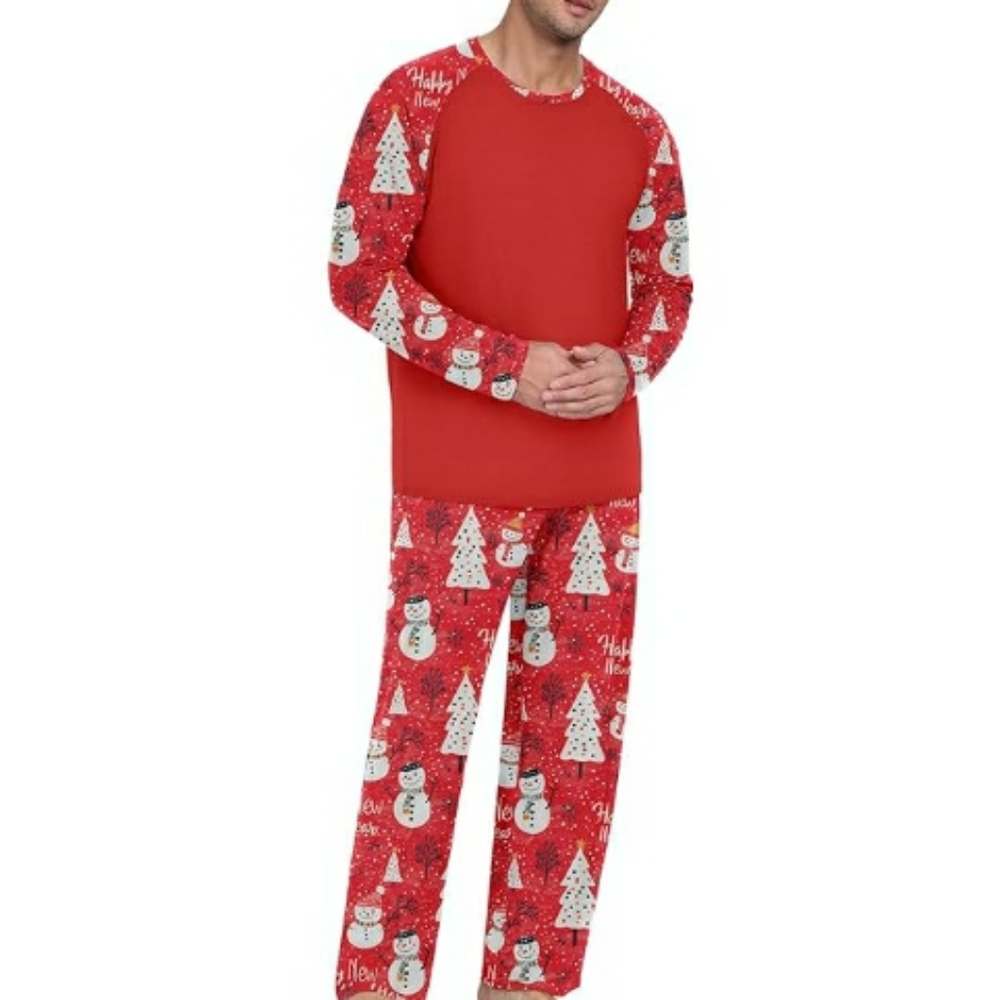 Men's Pajama Set Sleepwear Lightweight Long Sleeve Red New